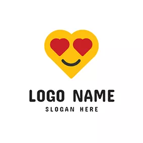 Logótipo De Animação Heart Smile Love and Emoji logo design