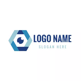 Zoom Logo Hexagon and Camera Icon logo design