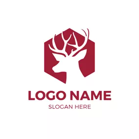 Logótipo Veado Hexagon and Elk Outline logo design