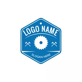 Saw Logo Hexagon and Felling Tools logo design