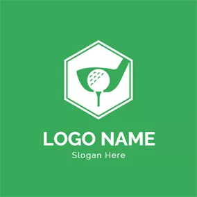高爾夫Logo Hexagon and Golf Ball logo design