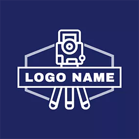 Collage Logo Hexagon Banner Surveying Instrument logo design