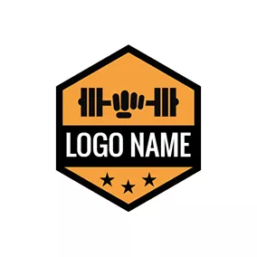 Logótipo De Exercício Hexagon Dumbbell Banner Crossfit logo design