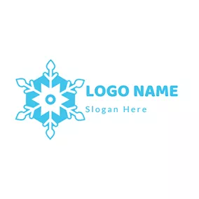 Lake Logo Hexagon Overlay Snowflake Frost logo design