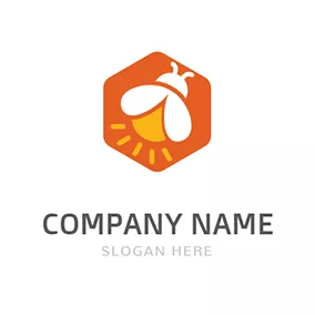 火のロゴ Hexagon Shape and Firefly logo design