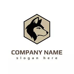 Pet Shop Logo Hexagon Shape and Husky logo design