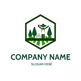 Tree Logo Hexagon Tree Field Farmer logo design