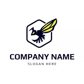 六角形ロゴ Hexagon Wings Sting Hornet logo design