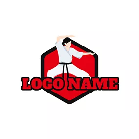 Man Logo Hexagonal and Taekwondo Player logo design