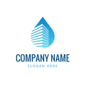 Water Drop Logo High Building and Cleaning logo design