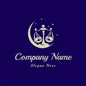Firm Logo Holy Moon and Libra Scale Icon logo design