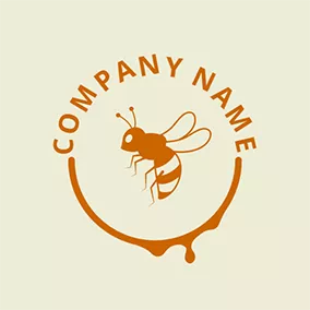 Icon Logo Honey and Flying Bee logo design