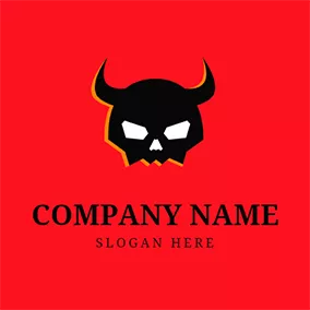 邪悪なロゴ Horn Skull and Satan logo design