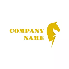 馬のロゴ Horse Head and Lightning logo design