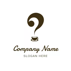 コーヒーのロゴ Hot Coffee and Question Mark logo design