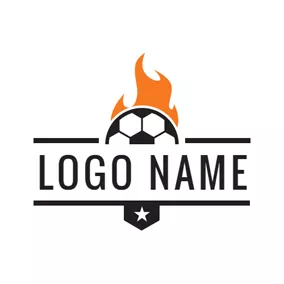 Black Logo Hot Fire and Football logo design