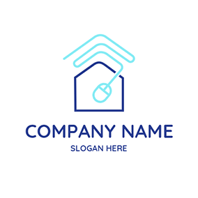 Blue Logo House Mouse Sign Online logo design