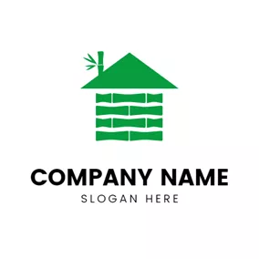 Concrete Logo House Shape and Bamboo logo design