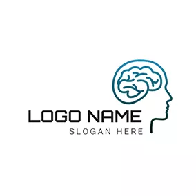 思考logo Human Brain and Ai logo design