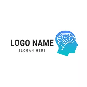 ロボットロゴ Human Brain Structure and Ai logo design
