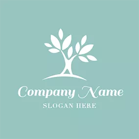 健康 Logo Human Character and White Leaf logo design