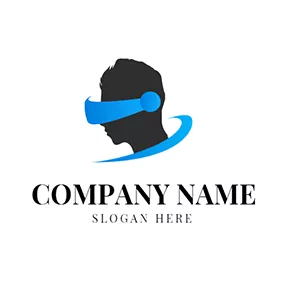 Human Logo Human Face and Abstract Vr Glasses logo design
