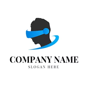 头像logo Human Face and Abstract Vr Glasses logo design