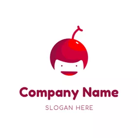 有機食品 Logo Human Face and Cherry logo design