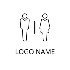 廁所logo Human Outline and Toilet logo design