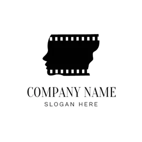 Clapperboard Logo Human Portrait and Film logo design