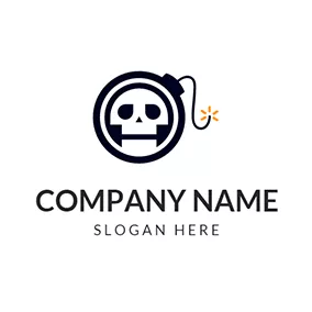 Skull Logo Human Skeleton and Bomb logo design