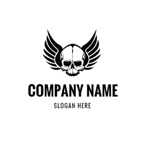Grunge Logo Human Skeleton and Wing logo design