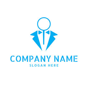 Blue Logo Human Suit Abstract Search logo design