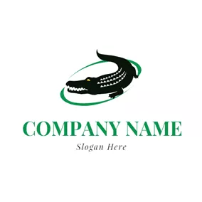 Logotipo De Caimán Hungry Black Alligator Icon logo design