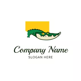 鳄鱼 Logo Hungry Green Alligator logo design