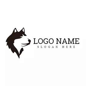 動物のロゴ Husky With Long Hair logo design