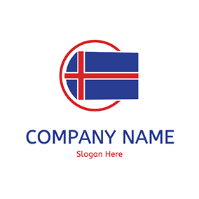Logótipo De Bandeira Iceland Flag Circle Europe logo design