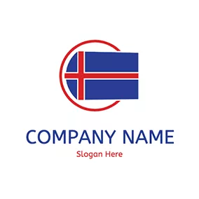 Rectangle Logo Iceland Flag Circle Europe logo design