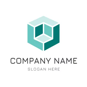 Block Logo Incomplete Green Cube logo design