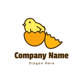 Yellow Logo Incubation Eggshell Chick logo design