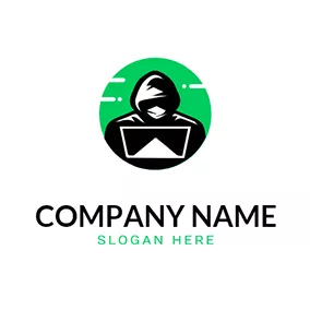 ノートパソコンロゴ Internet Hacker Computer logo design
