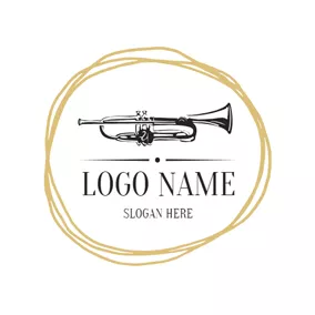 Classical Logo Irregular Circle and Trumpet logo design