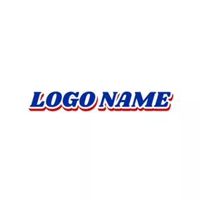 タイポグラフィロゴ Italic Red Glow and Blue Text logo design