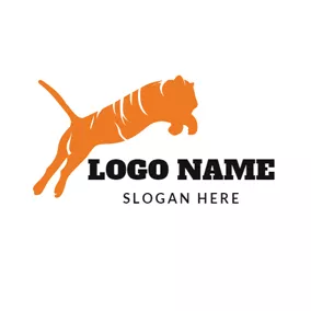 美洲獅 Logo Jumping Orange Tiger logo design