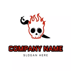 バンディットのロゴ Knife and Skull Pirates logo design