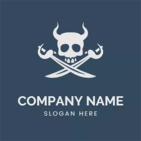 Skull Logo Knife Horn Skull Satan logo design