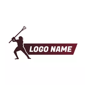 曲棍球 Logo Lacrosse Athlete and Lacrosse Stick logo design