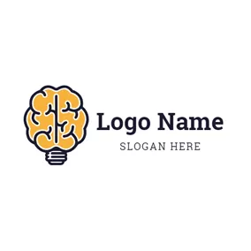 思維 Logo Lamp Bulb and Brain logo design