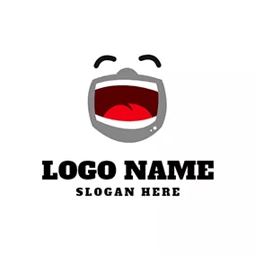 面白いロゴ Laugh Mouth Actor Comedy logo design
