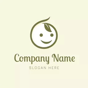 嬰兒Logo Leaf and Baby Head logo design